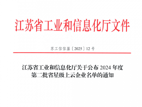 sunbet平台官网入口荣膺江苏省五星上云企业称号