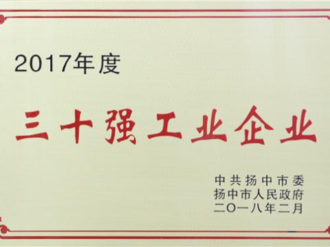 sunbet集团晋升2017年度扬中市“三十强”前五位